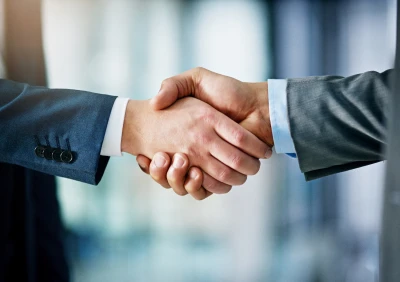 Two professionals shaking hands